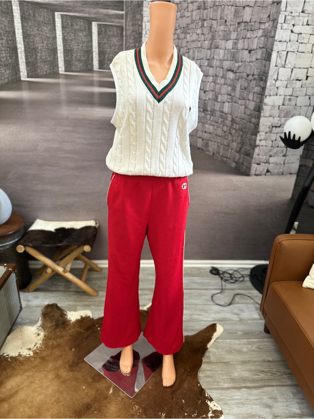 Gucci Red Wide-Leg Track Pants for Women
